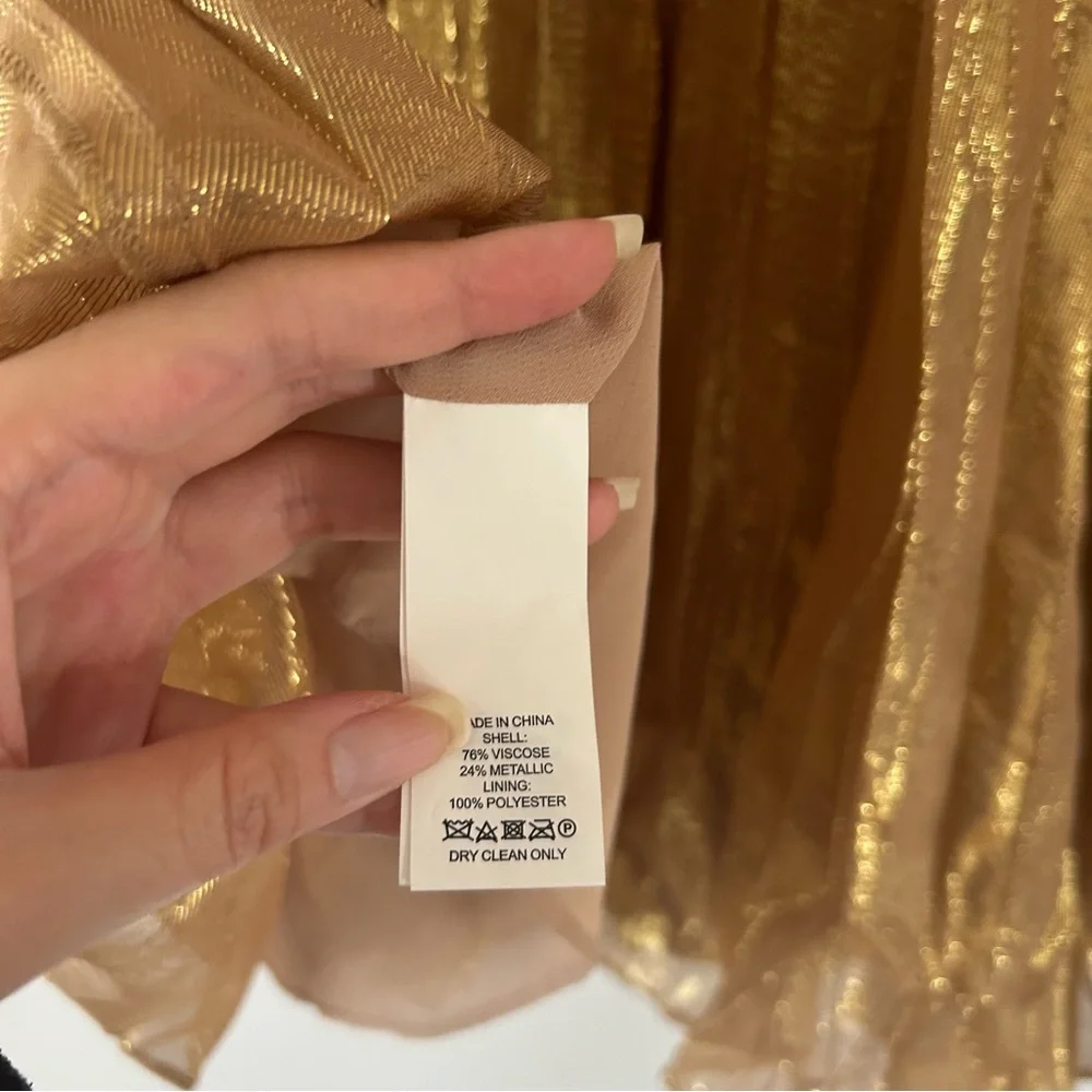 Kate Spade Gold Metallic Midi Skirt Size 8